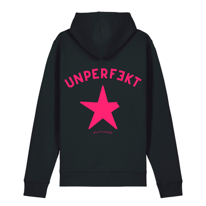 Pinktober 100% Organic Damen Hoodie »Frau Unperfekt und der abgebrochene Stern« vorne hochwertig bestickt, hinten bedruckt
