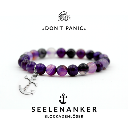 Seelenanker »Don’t Panic« Blockadenlöser-Armband aus echten Achat-Perlen