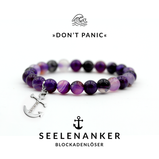 Seelen-Anker »Don’t Panic« Blockadenlöser-Armband aus echten Achat-Perlen