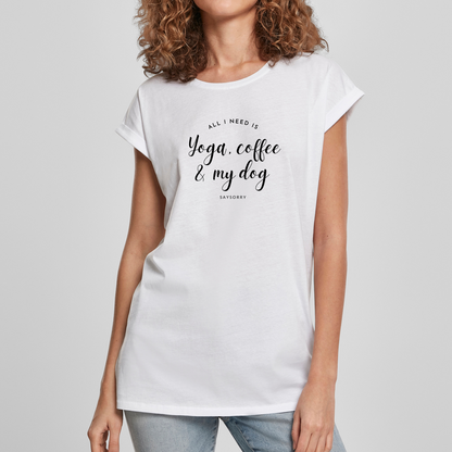 Organic Alle-Größen-Shirt »All I need is Yoga Coffee and my Dog«