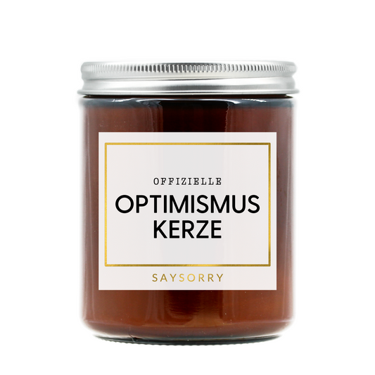 »Offizielle Optimismus Kerze« handgegossene Affirmations-Duftkerze in edler Geschenkschachtel