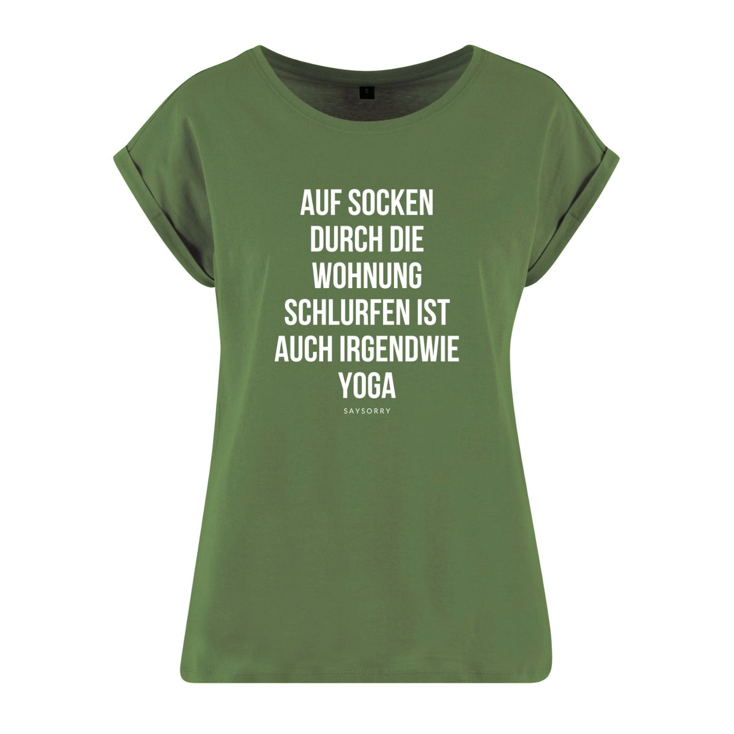 Organic Alle-Größen-Shirt »Auf Socken durch die Wohnung schlurfen ist auch irgendwie Yoga«