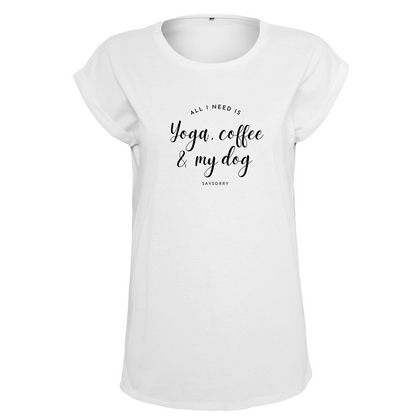 Organic Alle-Größen-Shirt »All I need is Yoga Coffee and my Dog«