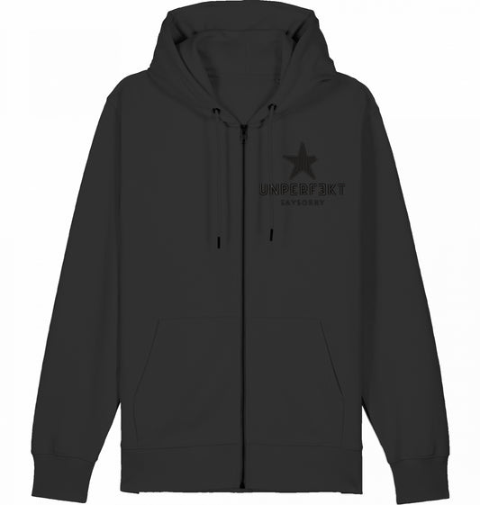 Flauschiger Zip-Hoodie in schwarz »Unperfekt All Black«