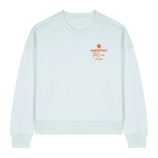 Damen Figurschmeichler Sweater »Unperfekt That’s me« hochwertig bestickt in Red Pepper Orange