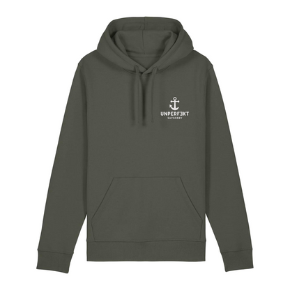 Organic Unisex Hoodie »unperfekt mit Anker« vorne bestickt & hinten bedruckt