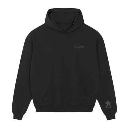 Heavy Raw Cotton Hoodie 100% Organic Unisex »Back in Black« 2-fach hochwertig in bestickt