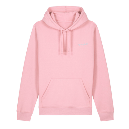 100% Organic unisex Hoodie in vielen Farben »Fearless«, hinten bedruckt, vorne hochwertig bestickt