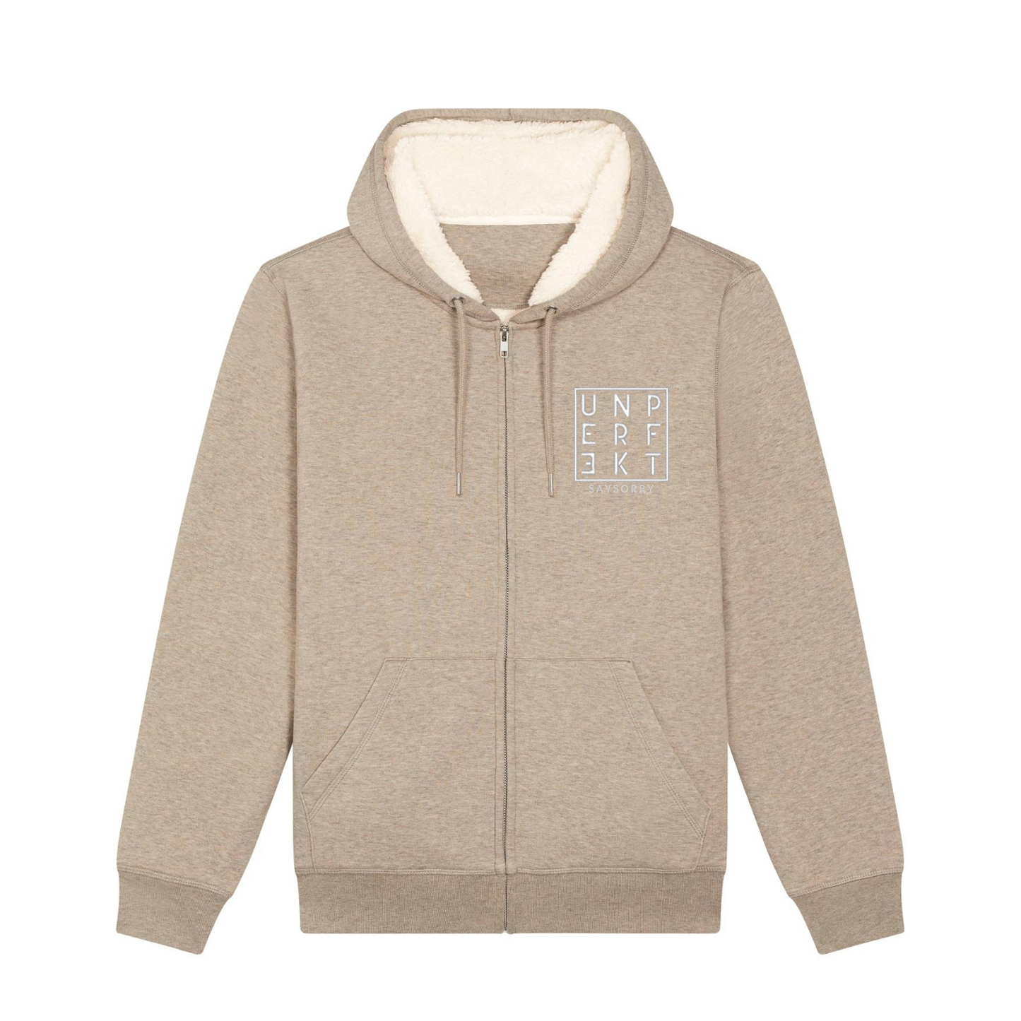 Premium Oversize Neon-Edition gefütterte unisex Kuschel-Zip-Jacke »unperfekt« hochwertig bedruckt und bestickt