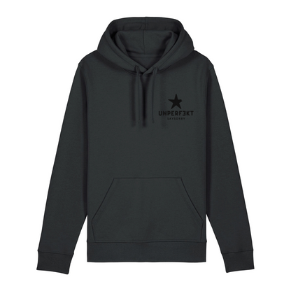 Black Edition organic Männer Hoodie »unperfekt mit Stern vorne bestickt & hinten bedruckt«