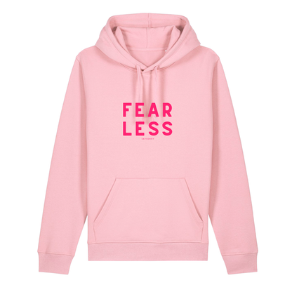100% Organic unisex Hoodie in vielen Farben »Fearless« vorne hochwertig bedruckt