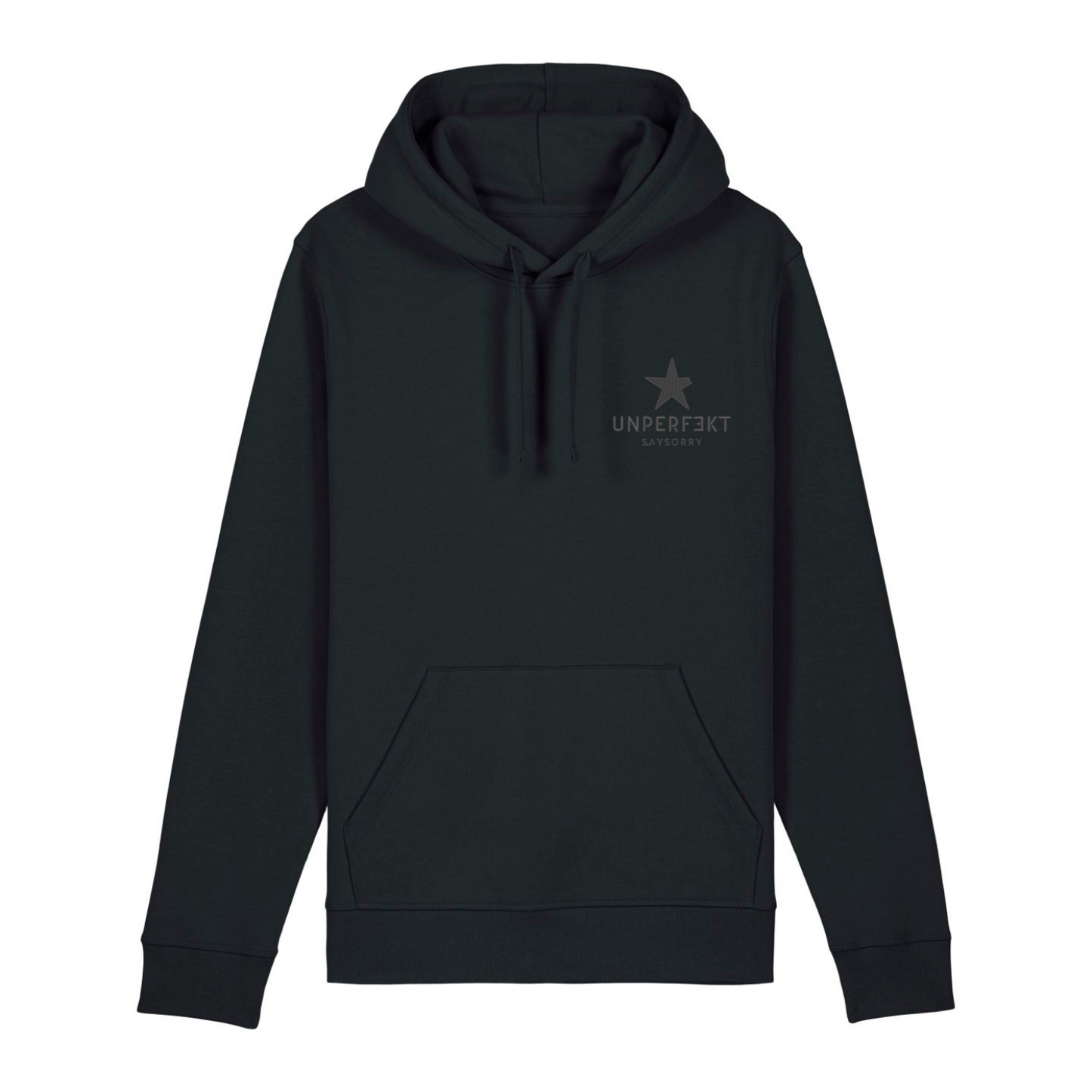 Anthrazit Edition organic unisex Hoodie »unperfekt mit Stern vorne bestickt & hinten bedruckt«