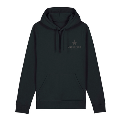 Anthrazit Edition organic unisex Hoodie »unperfekt mit Stern vorne bestickt & hinten bedruckt«