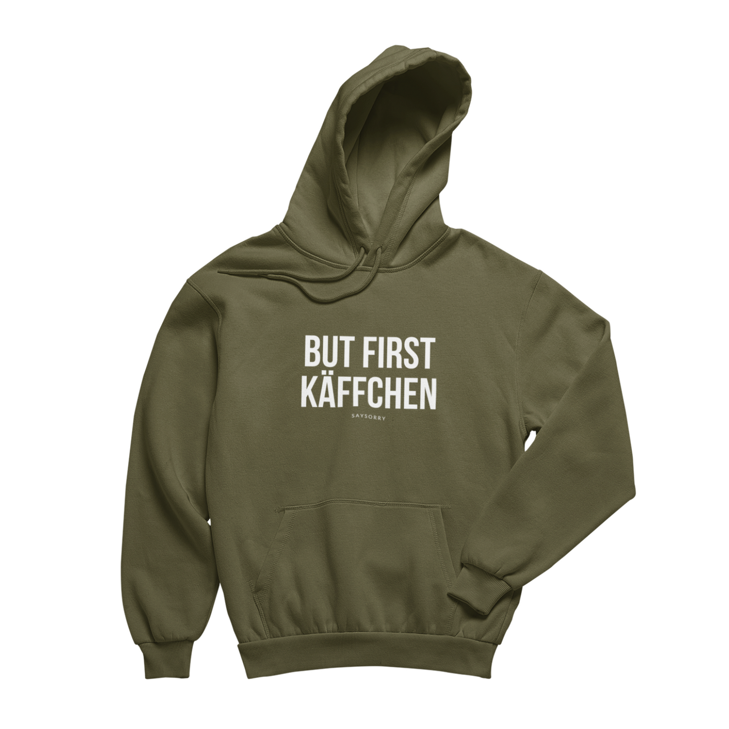 100% Organic unisex Hoodie in vielen Farben »But first Käffchen«