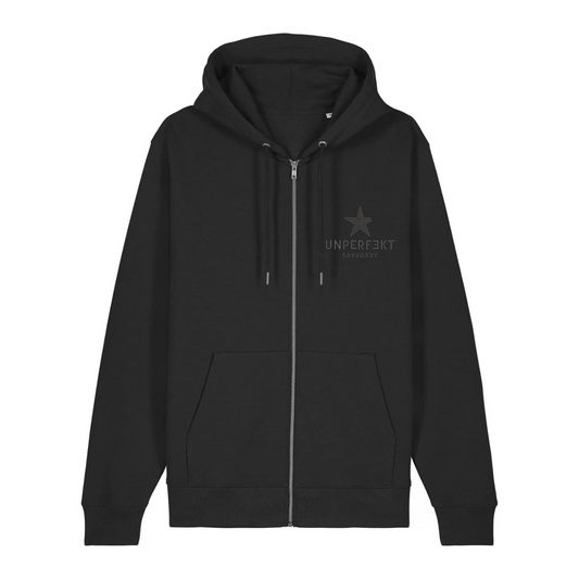 Black Edition Zip-Jacke »Unperfekt All Black« vorne hochwertig bestickt, hinten großflächig bedruckt