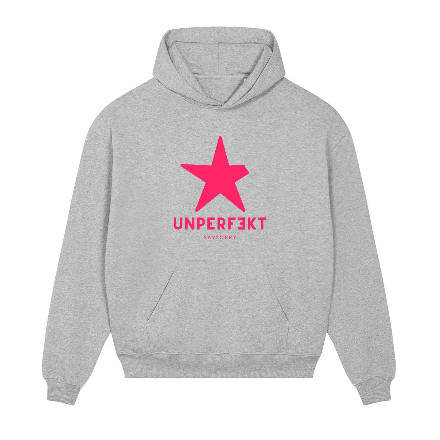 Premium Hoodie 100% Organic Unisex »Unperfekt Pink-Edition« hochwertig bestickt und bedruckt