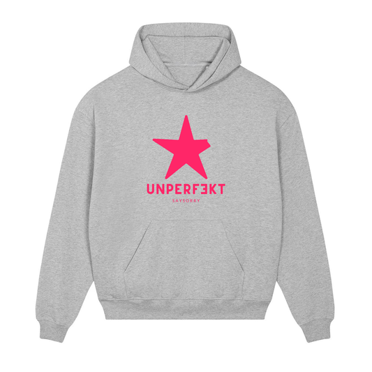 Premium Hoodie 100% Organic Unisex »Unperfekt Pink-Edition« hochwertig bestickt und bedruckt