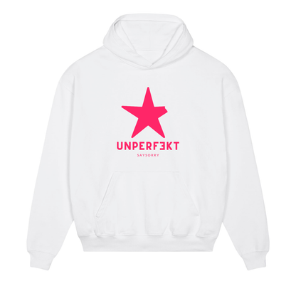Premium Hoodie 100% Organic Unisex »Unperfekt Pink-Edition« hochwertig bestickt und bedruckt