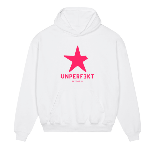 Premium Hoodie 100% Organic Unisex »Unperfekt Pink-Edition« hochwertig bestickt und bedruckt