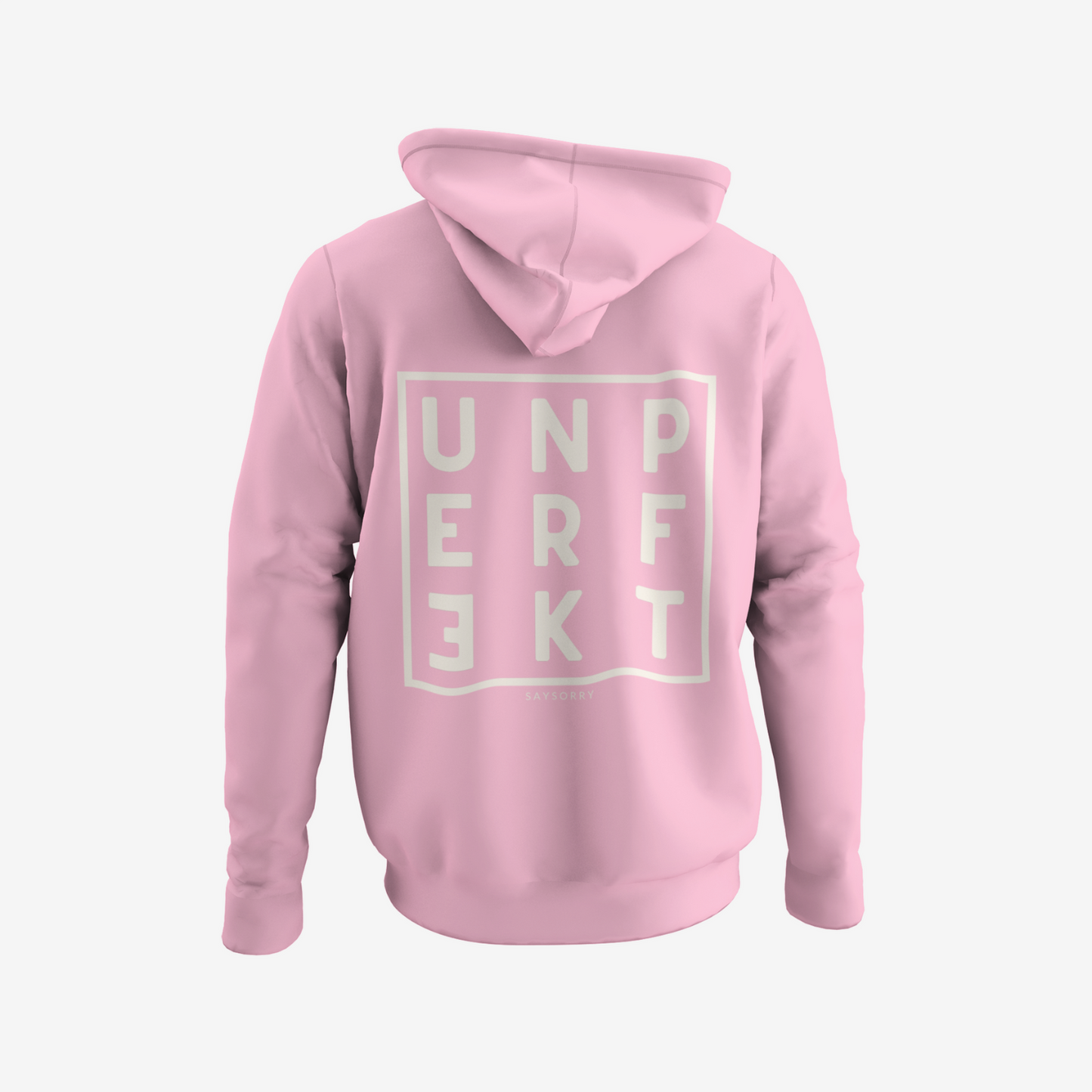 100% Organic unisex Hoodie in vielen Farben »Unperfekt Quadrat« vorne bestickt & hinten bedruckt