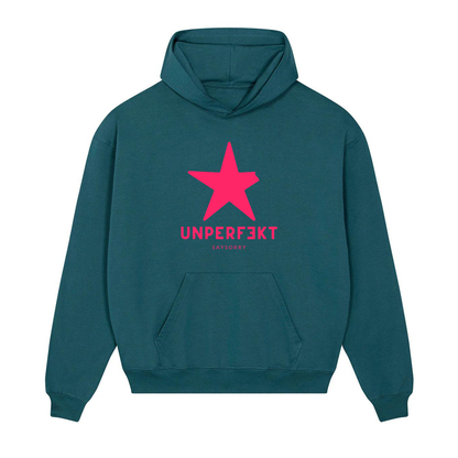 Premium Hoodie 100% Organic Unisex »Unperfekt Pink-Edition« hochwertig bestickt und bedruckt