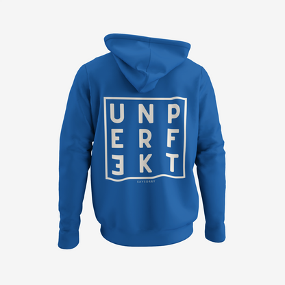 100% Organic unisex Hoodie in vielen Farben »Unperfekt Quadrat« vorne bestickt & hinten bedruckt