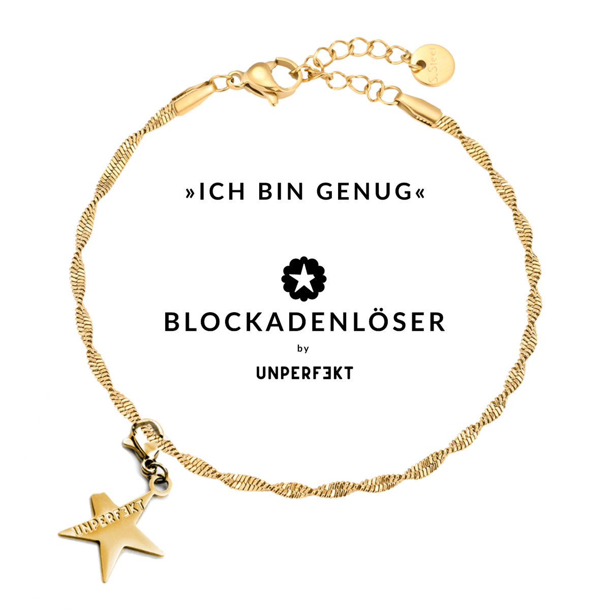 »Ich bin genug« Blockadenlöser-Armband 14K vergoldet mit abgebrochenem Stern