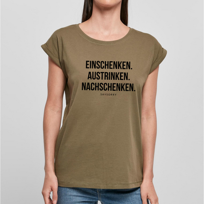 Organic Alle-Größen-Shirt weiss »Einschenken. Austrinken. Nachschenken.«