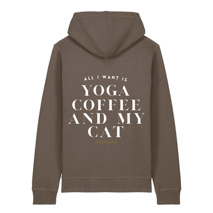 100% Organic unisex Hoodie in vielen Farben »All I need is Yoga Coffee and my Cat«