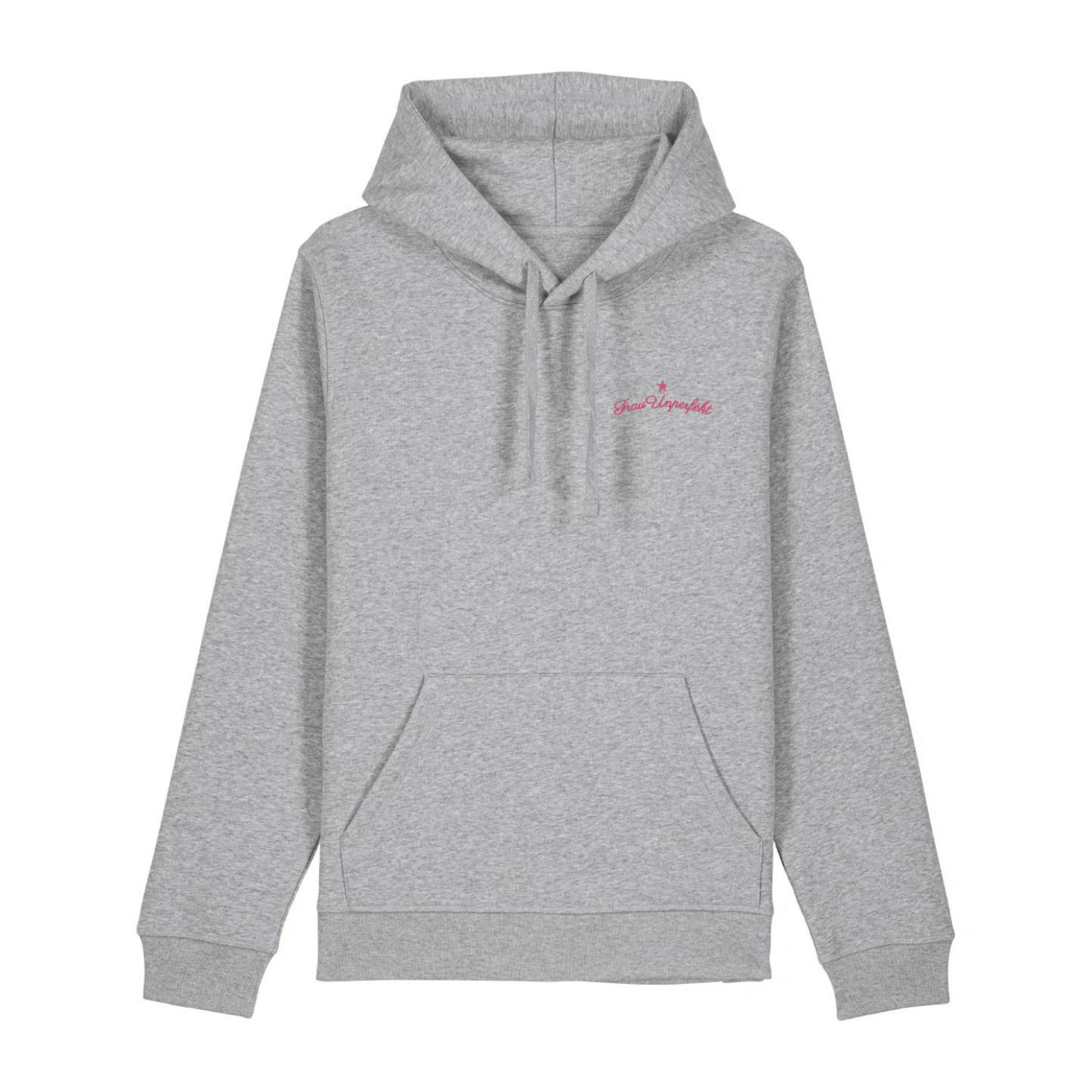 100% Organic unisex Hoodie »Frau Unperfekt« hochwertig in Pink bestickt