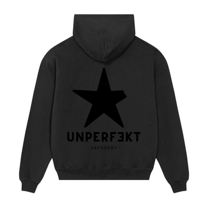 Heavy Raw Cotton Hoodie 100% Organic Unisex »Back in Black« 2-fach hochwertig in bestickt