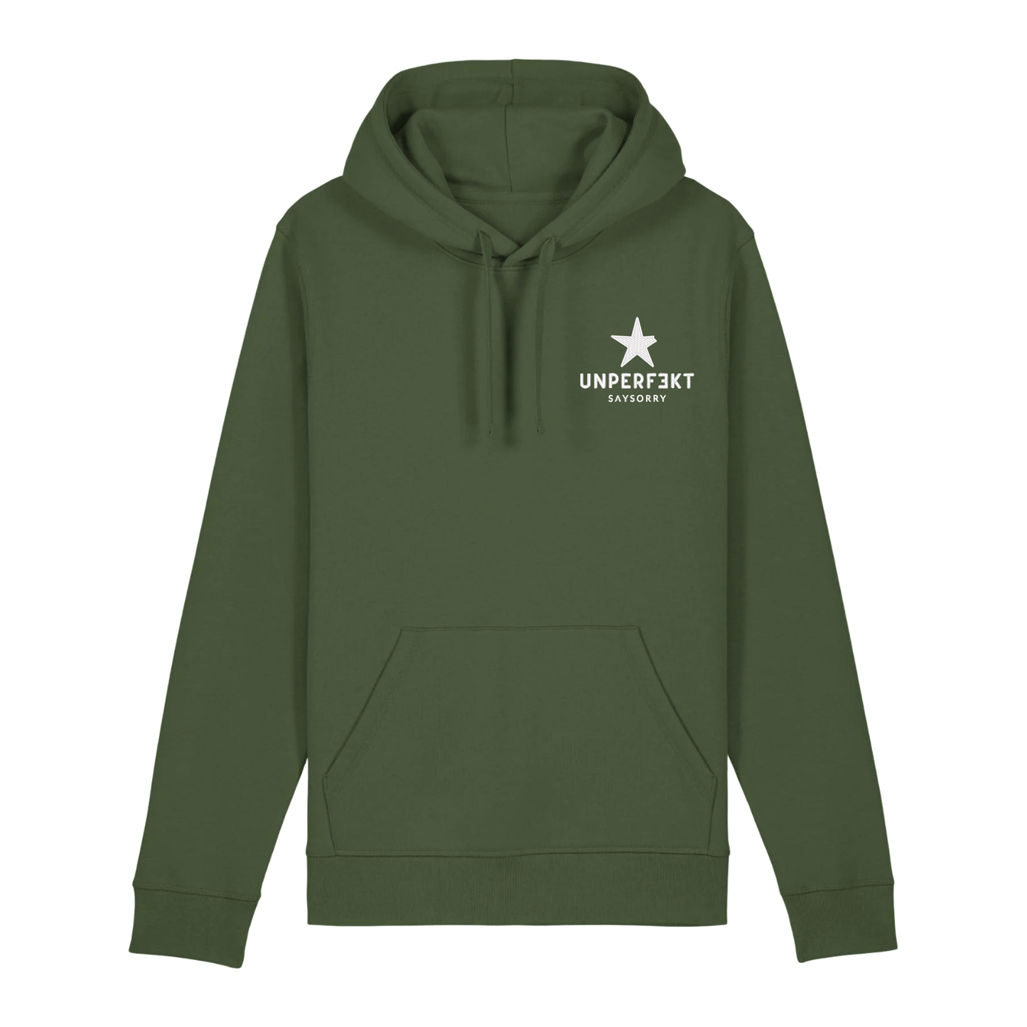 Organic unisex Hoodie »Unperfekt« Stern vorne bestickt, hinten bedruckt