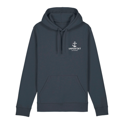 Organic Unisex Hoodie »unperfekt mit Anker« vorne bestickt & hinten bedruckt