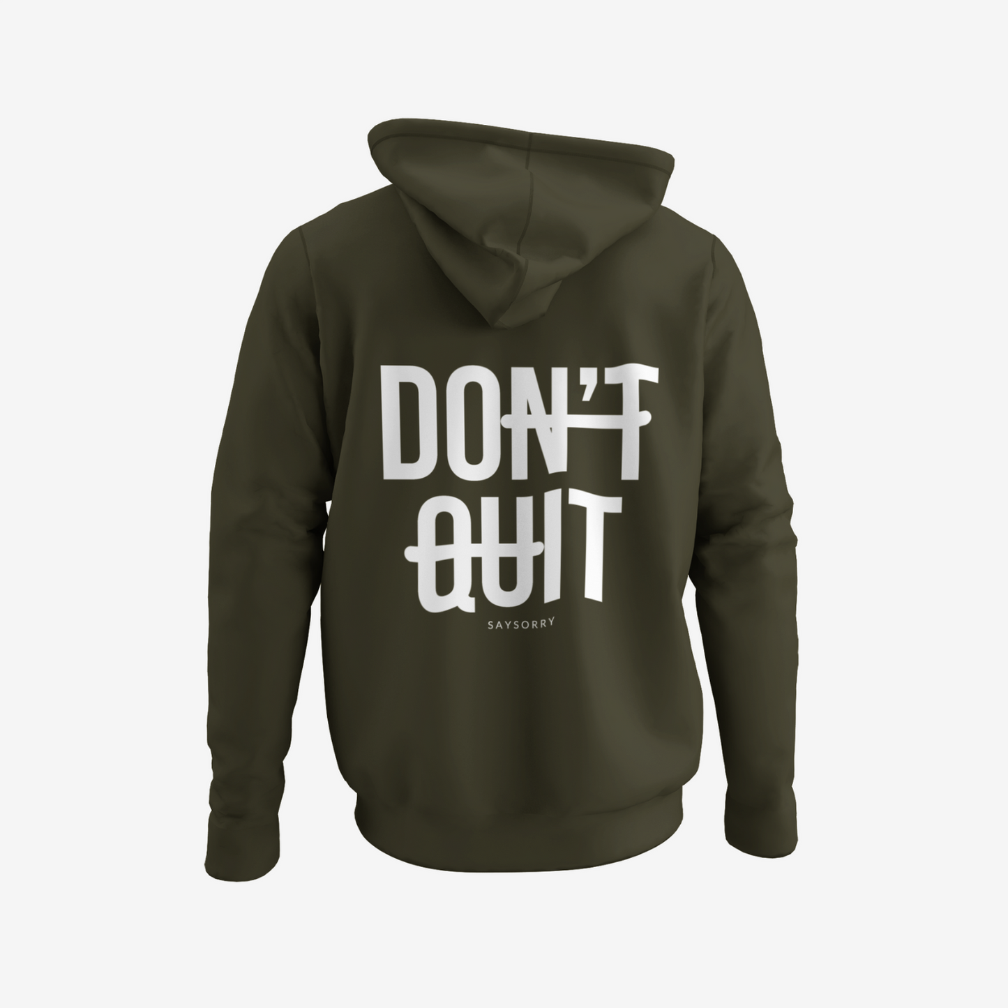 Organic unisex Hoodie »Don’t Quit« Vorne bestickt, hinten bedruckt