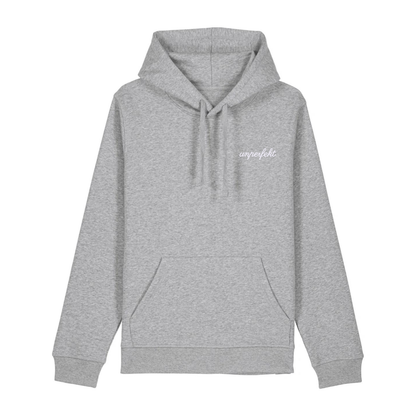 100% Organic unisex Hoodie in vielen Farben »Fearless«, hinten bedruckt, vorne hochwertig bestickt