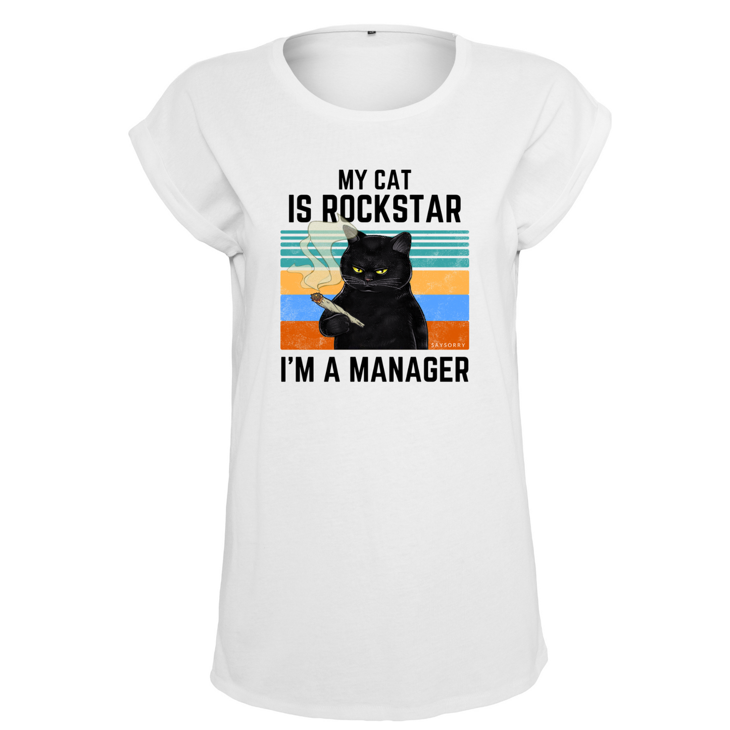 Organic Alle-Größen-Shirt »My Cat is Rockstar (I’m a Manager)«