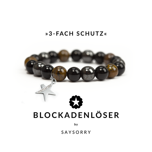 »3-fach Schutz« Blockadenlöser aus Tigerauge, Hämatit und schwarzem Obsidian inkl. abgebrochener Stern