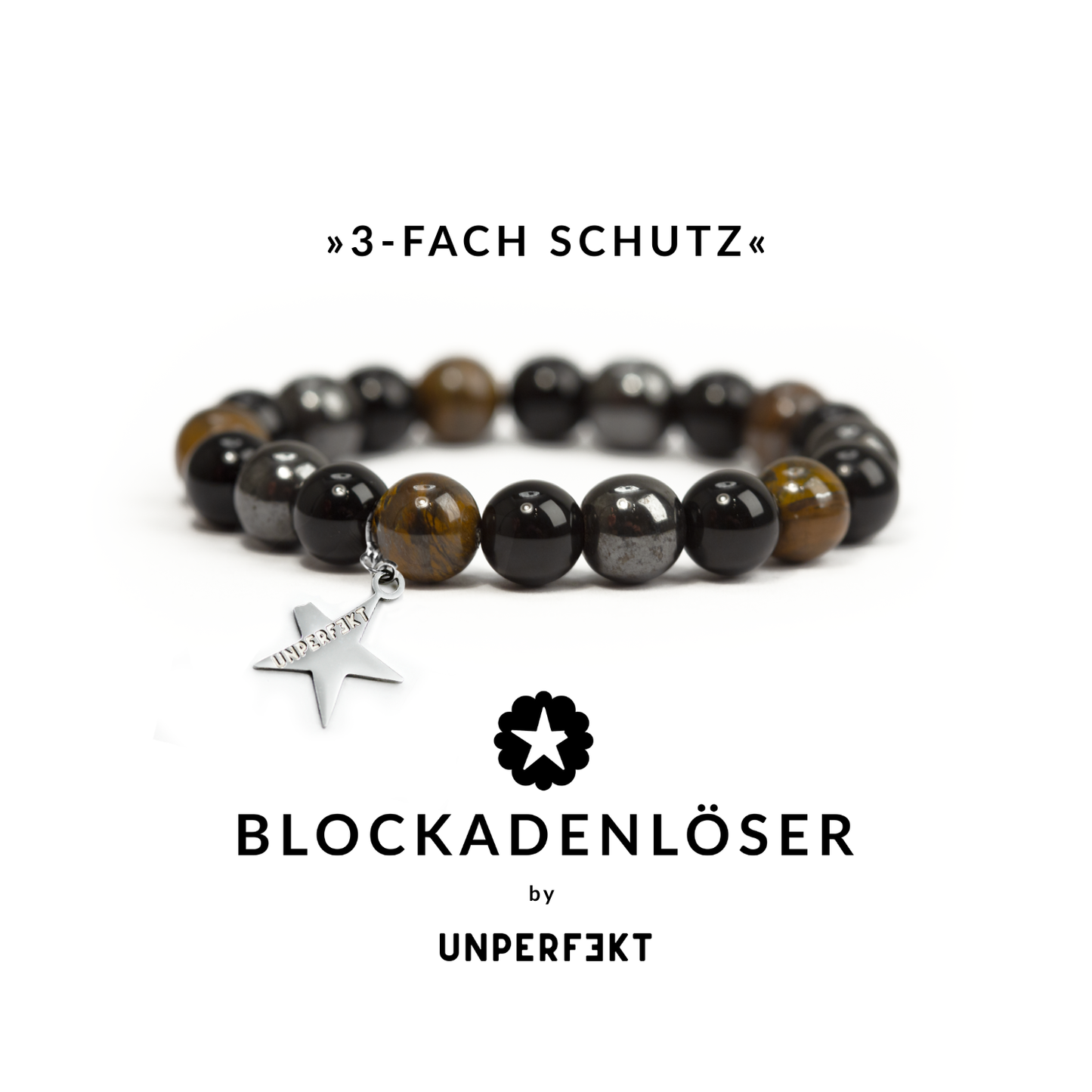 »3-fach Schutz« Blockadenlöser aus Tigerauge, Hämatit und schwarzem Obsidian inkl. abgebrochener Stern