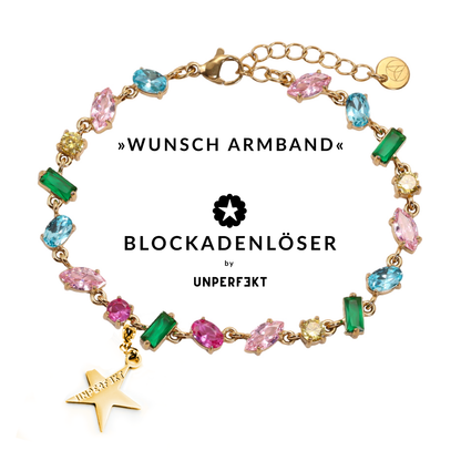 »Zartes Wunsch Armband« Blockadenlöser 14K vergoldet mit Steinbesatz und abgebrochenem Stern