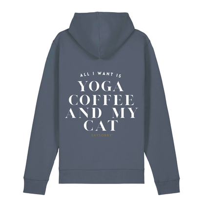 100% Organic unisex Hoodie in vielen Farben »All I need is Yoga Coffee and my Cat«