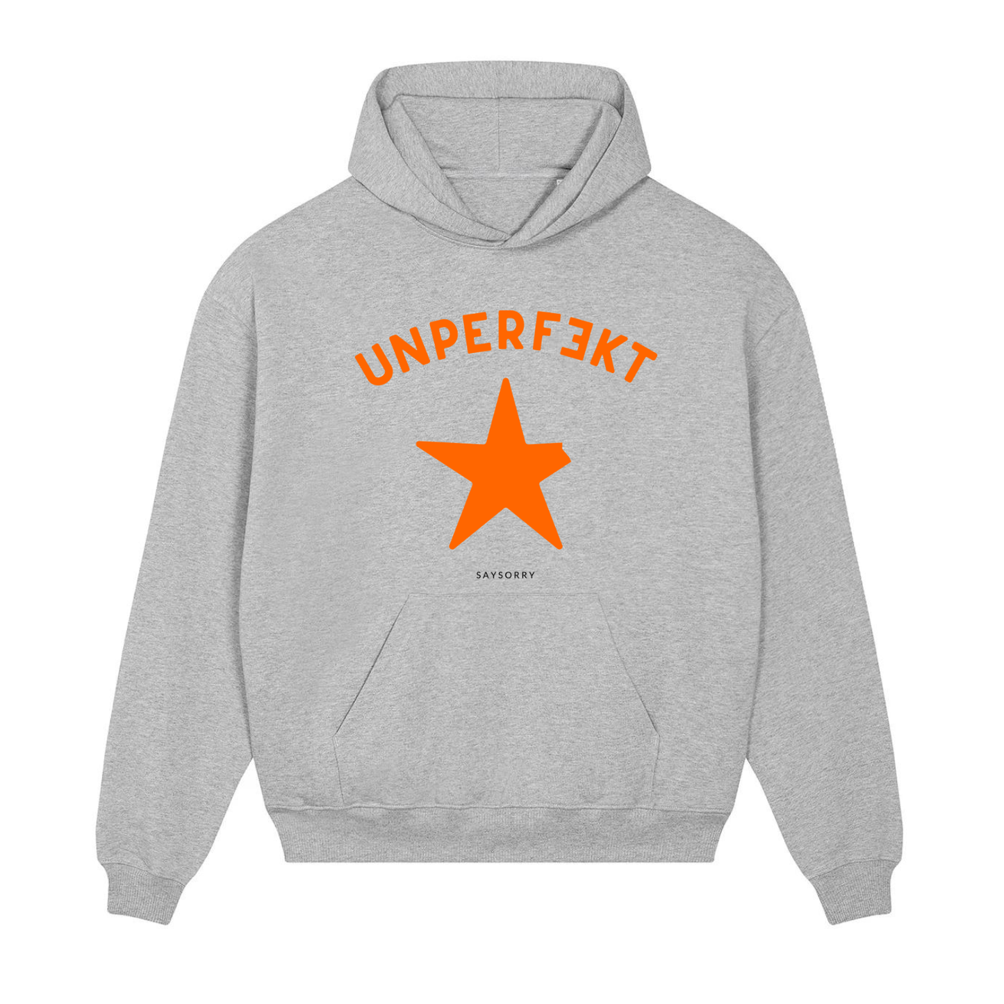 Heavy Raw Cotton Hoodie 100% Organic Unisex »UNPERFEKT orange«