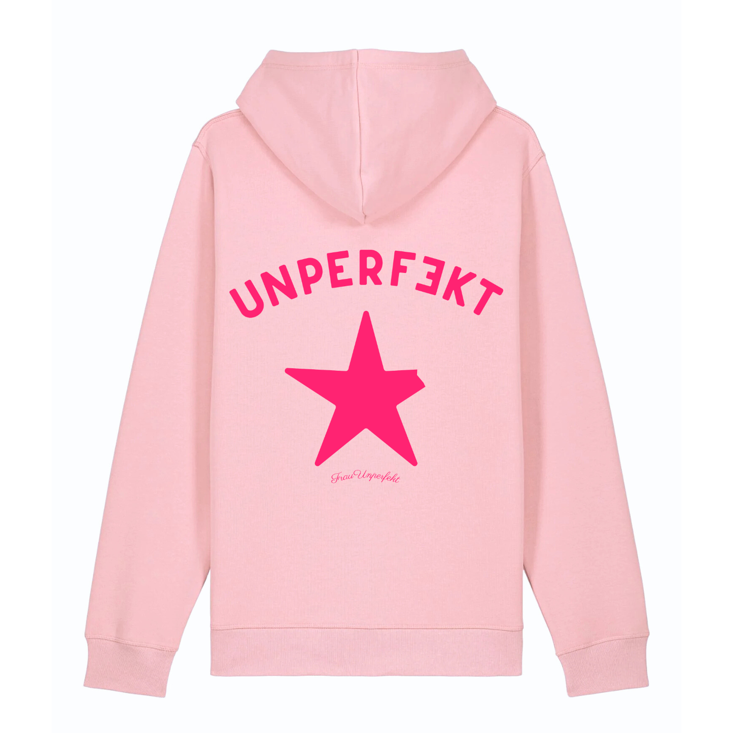 Organic Damen Hoodie »Frau Unperfekt und der abgebrochene Stern« vorne hochwertig bestickt, hinten bedruckt