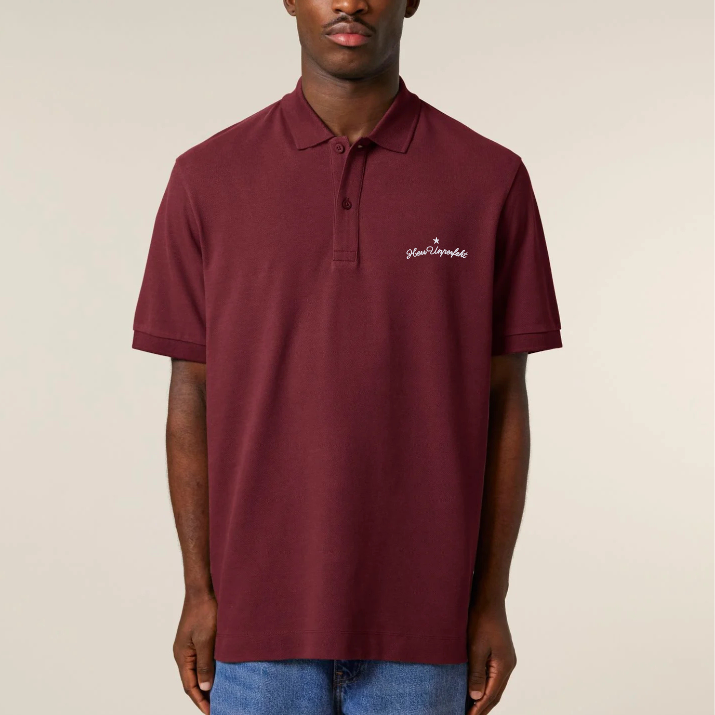 100% Organic Herren Polo-Shirt »Herr Unperfekt« hochwertig bestickt