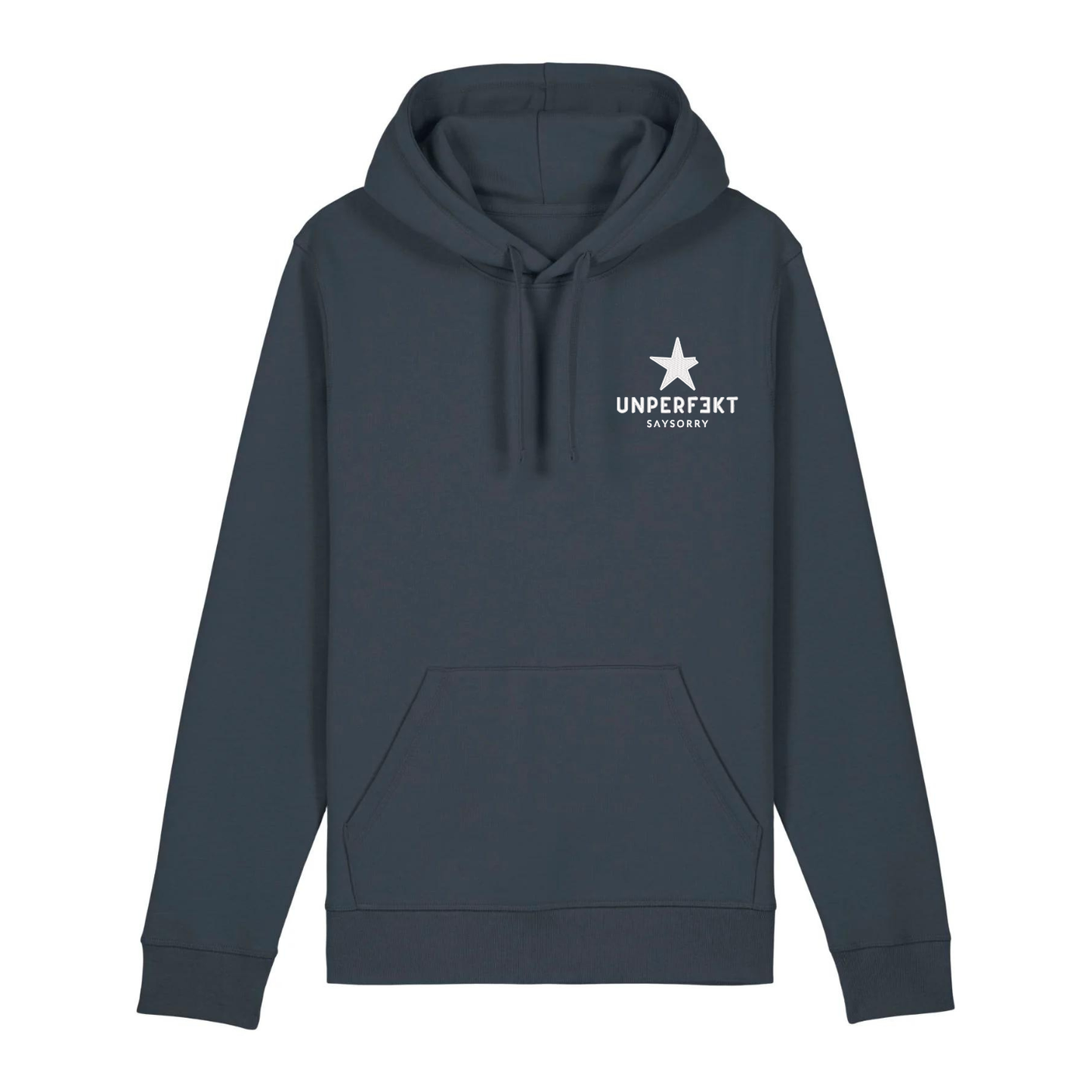 Organic unisex Hoodie »Unperfekt« Stern vorne bestickt, hinten bedruckt