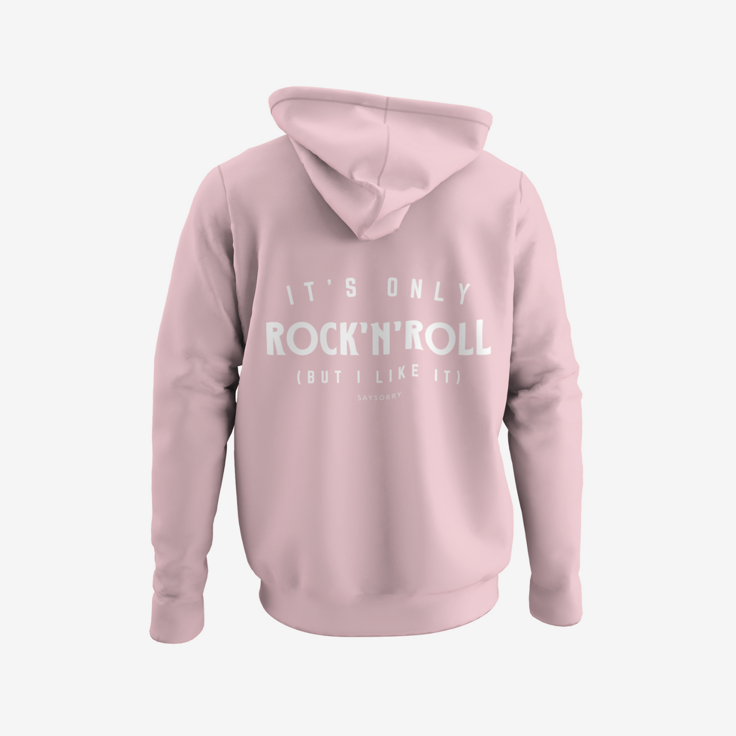 100% Organic unisex Hoodie in vielen Farben »It’s Only Rock’n’Roll (but I like it)« vorne bestickt & hinten bedruckt