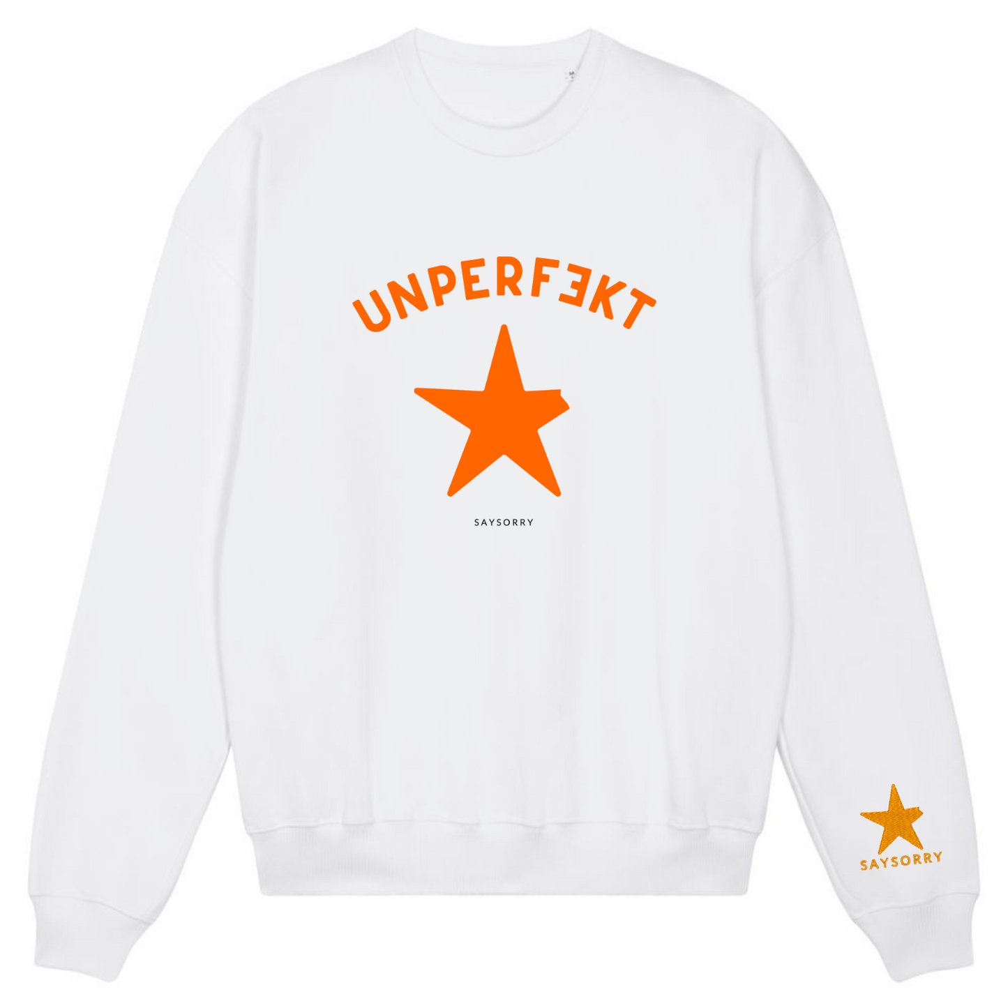 Organic Oversize Pullover »unperfekt Stern« vorne bedruckt und am Ärmel bestickt