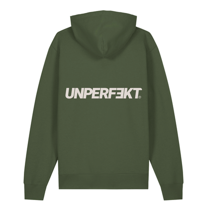 Organic unisex Hoodie in vielen Farben »Unperfekt 2.0« vorne bestickt, hinten bedruckt