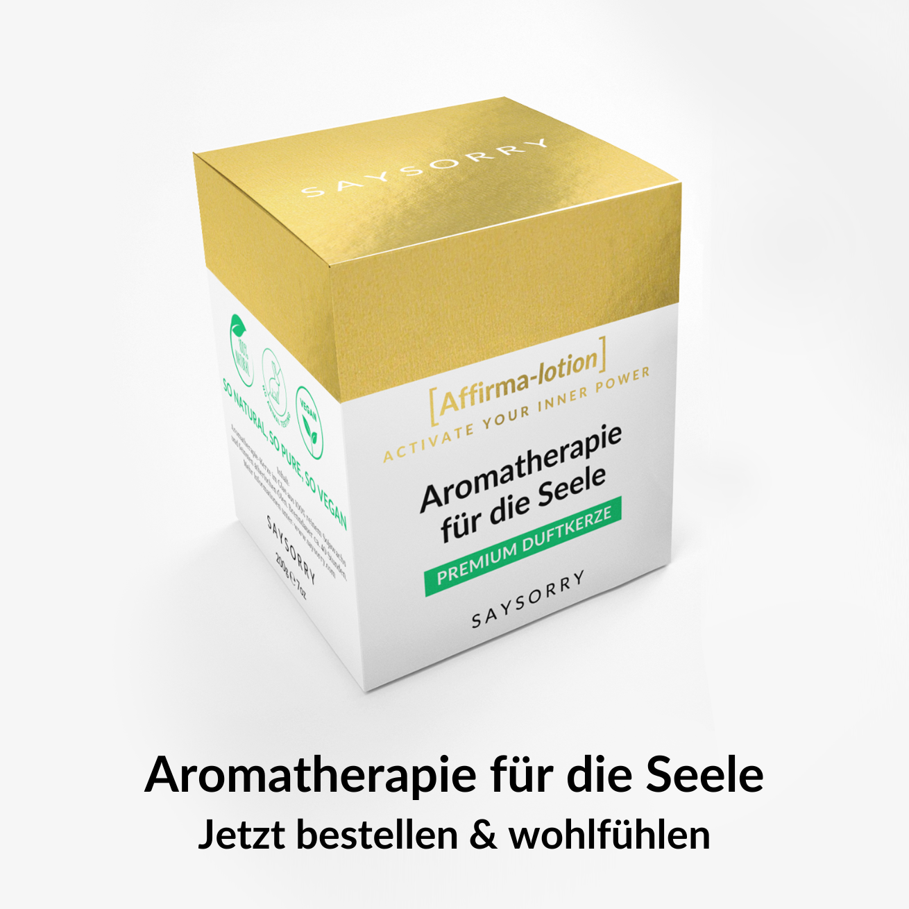 »Ich bin dankbar« handgegossene Affirmations-Duftkerze in edler Geschenkschachtel