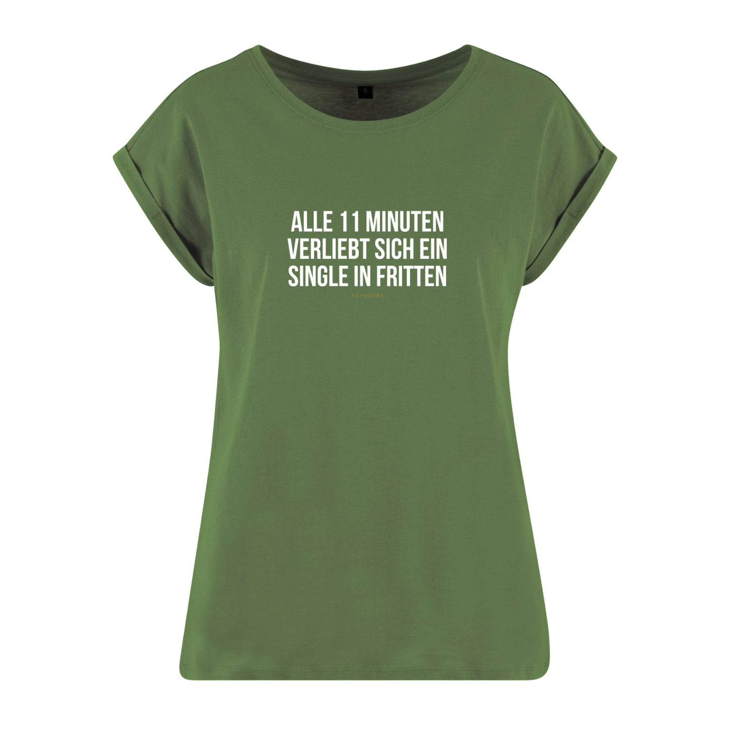 Organic Alle-Größen-Shirt weiss »Alle 11 Minuten verliebt sich ein Single in Fritten«