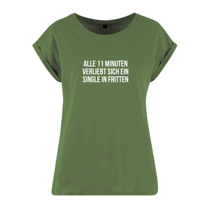 Organic Alle-Größen-Shirt weiss »Alle 11 Minuten verliebt sich ein Single in Fritten«